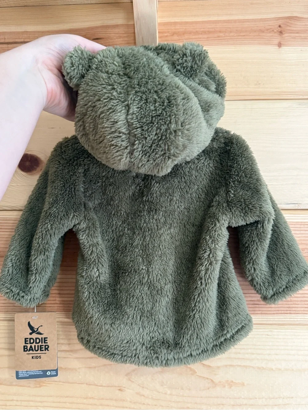 Eddie Bauer Olive Green Plush Hooded Puffer Jacket - Kids